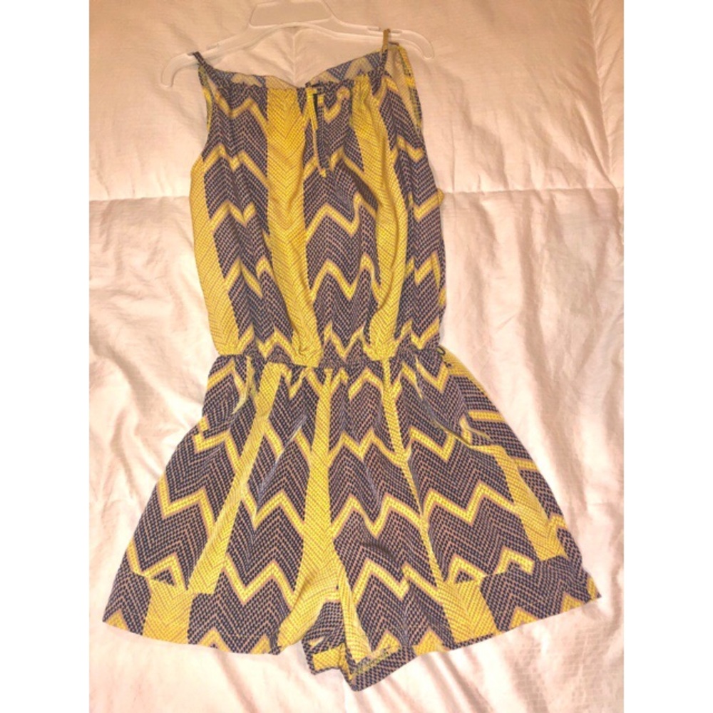 Yellow-Tan Chevron Summer Romper